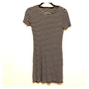 Black and White Striped T-Shirt Dress